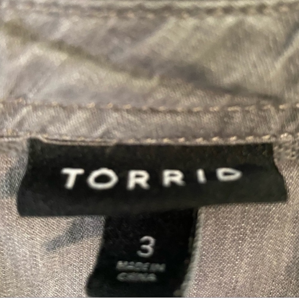 Torrid Gray Taylor Button Front Chambray Shirt - image 4